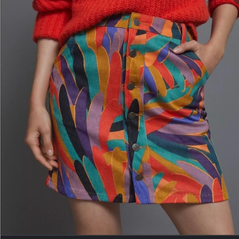 Farm Rio for Anthropologie KiKi  Corduroy Mini Skirt